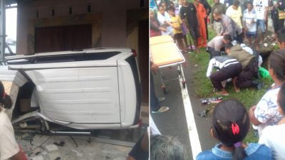 Kecelakaan di Jalan Leimena, Pengendara Motor Tewas, Sopir Avanza Tabrak Teras Rumah